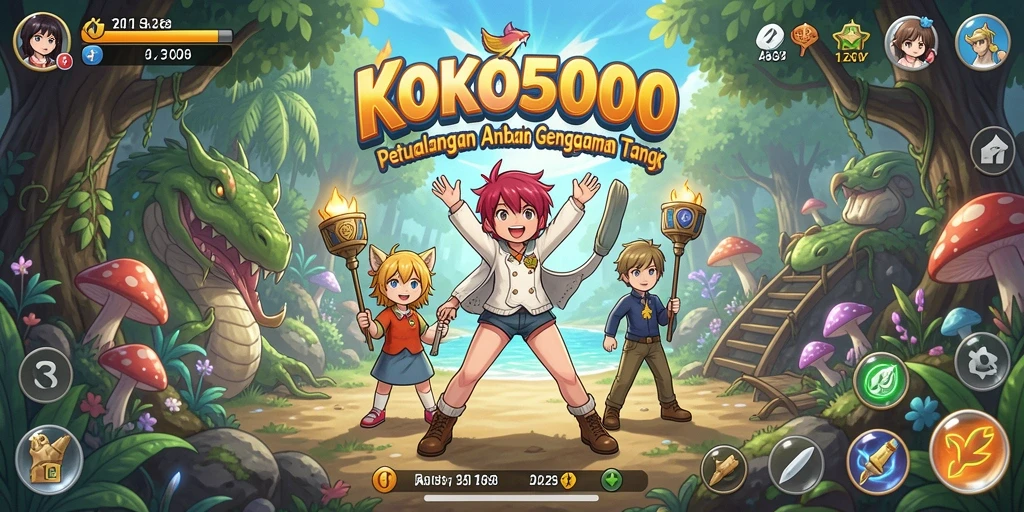 Screenshot gameplay KOKO5000 yang menunjukkan petualangan seru dalam anime.