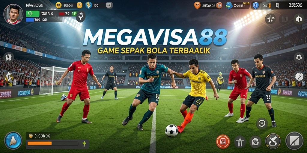 Screenshot gameplay MEGAVISA88 yang menampilkan pertandingan sepak bola yang seru.